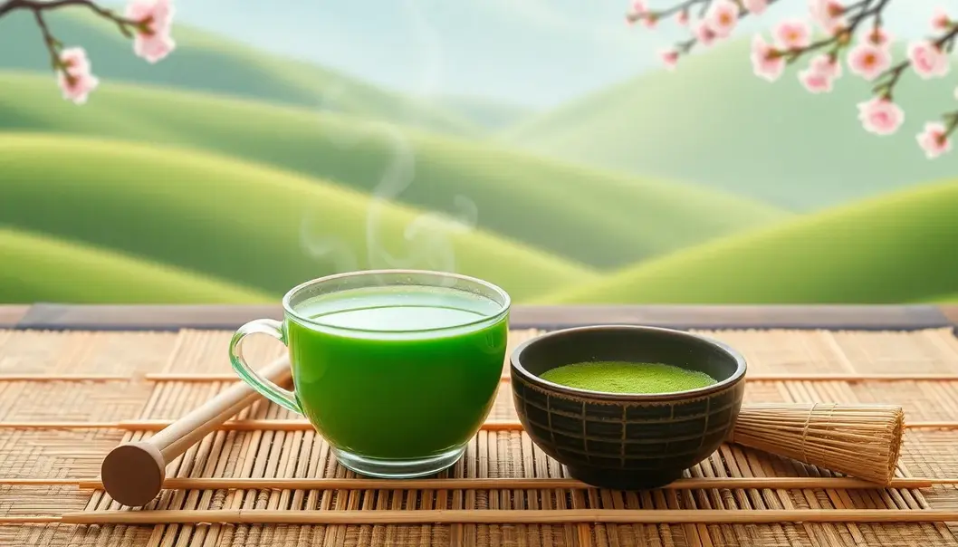 A traditional cup of matcha, ready to energize your next anime session.