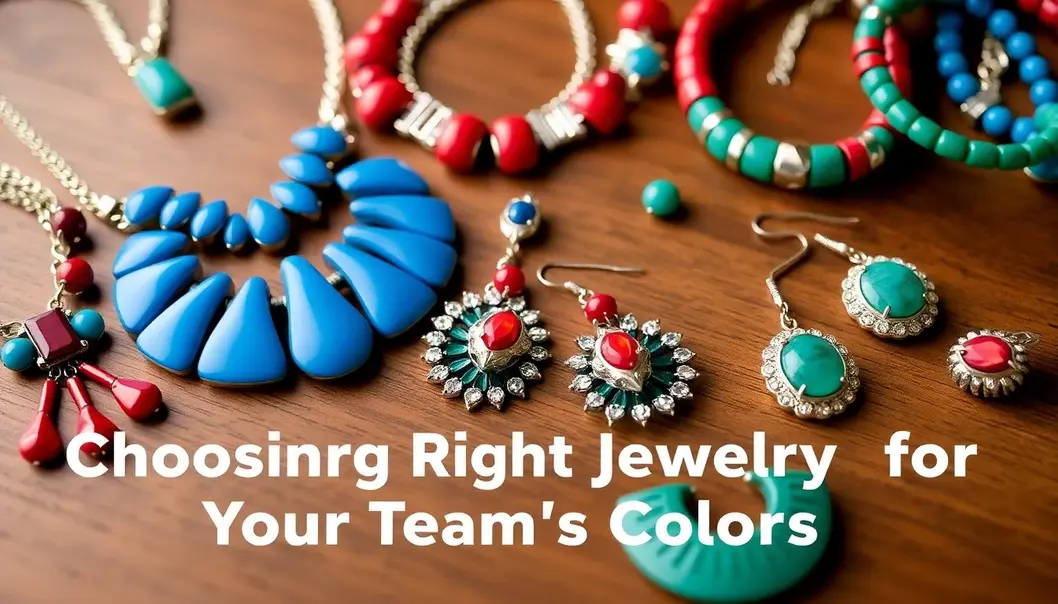 Statement jewelry pieces designed in various team colors.